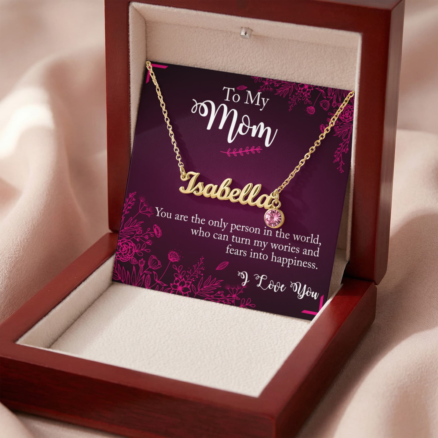 To My Mom Custom Name Necklace with Birthstone