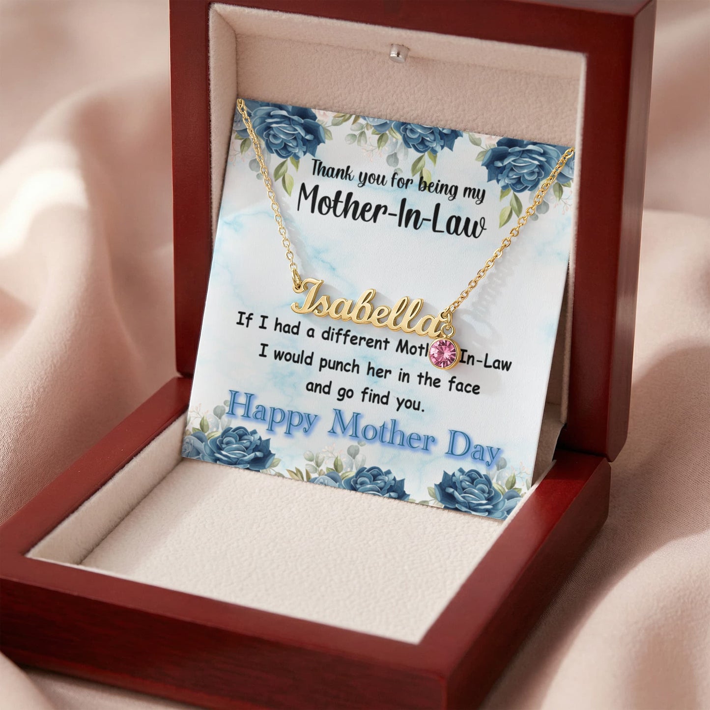 Mother - In - Law Custom Name Necklace with Birthstone - ES Christian Wear