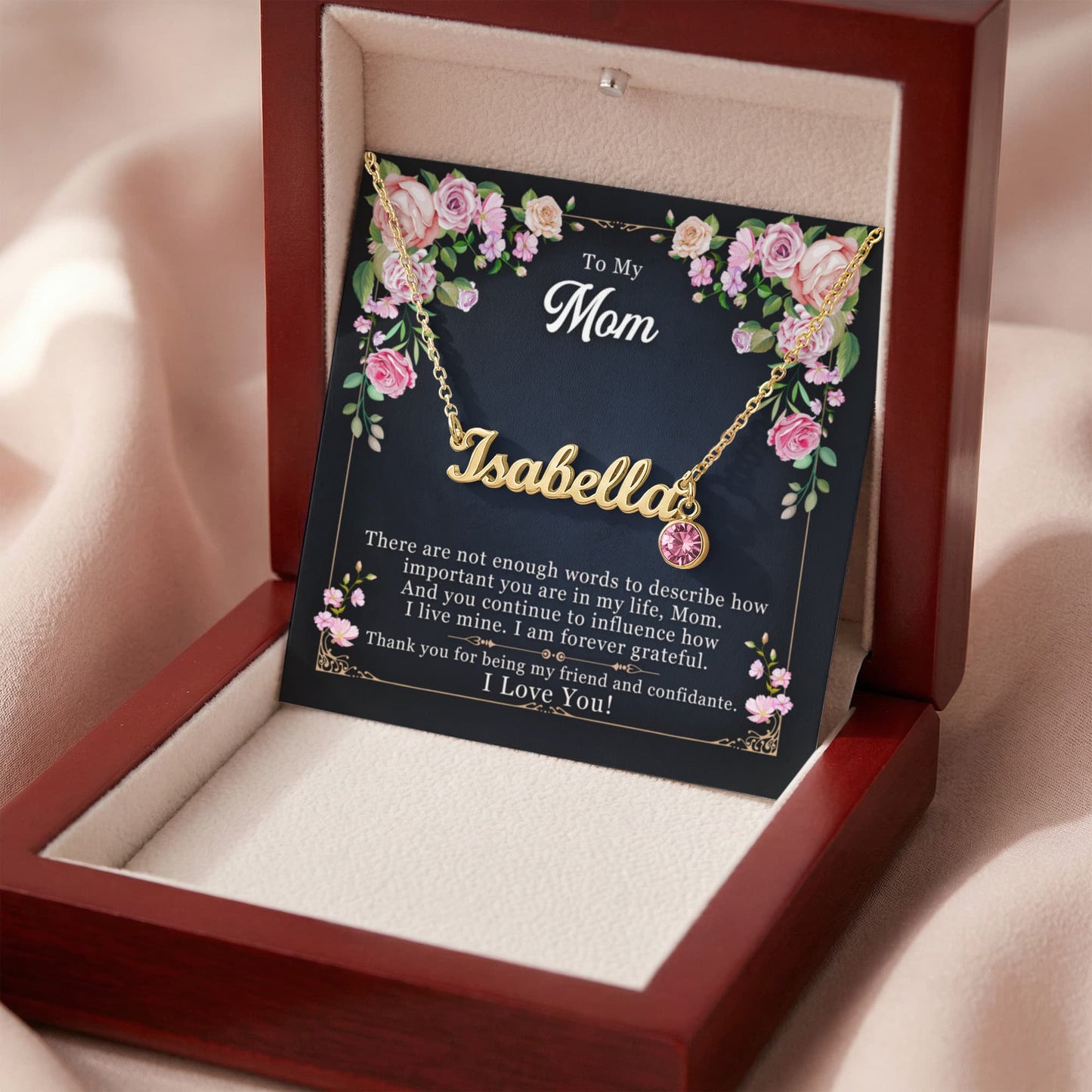 My Mom - Custom Name Necklace with Birthstone - ES Christian Wear