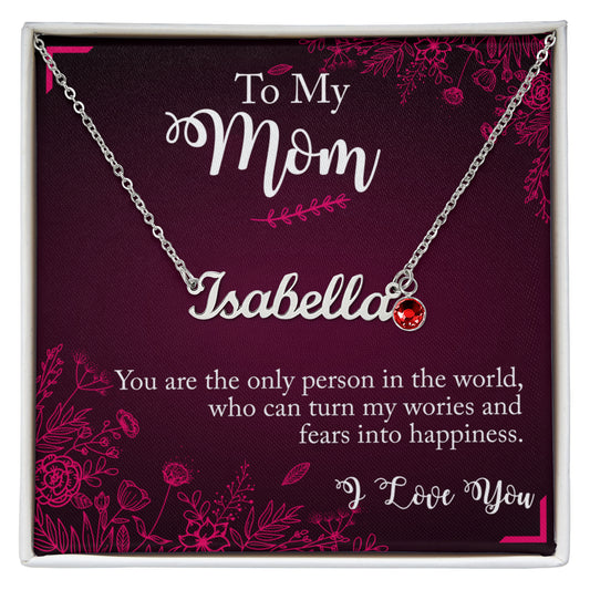 To My Mom Custom Name Necklace with Birthstone