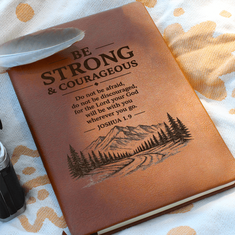 Be Strong & Courageous — Leather Journal | Joshua 1:9 - ES Christian Wear