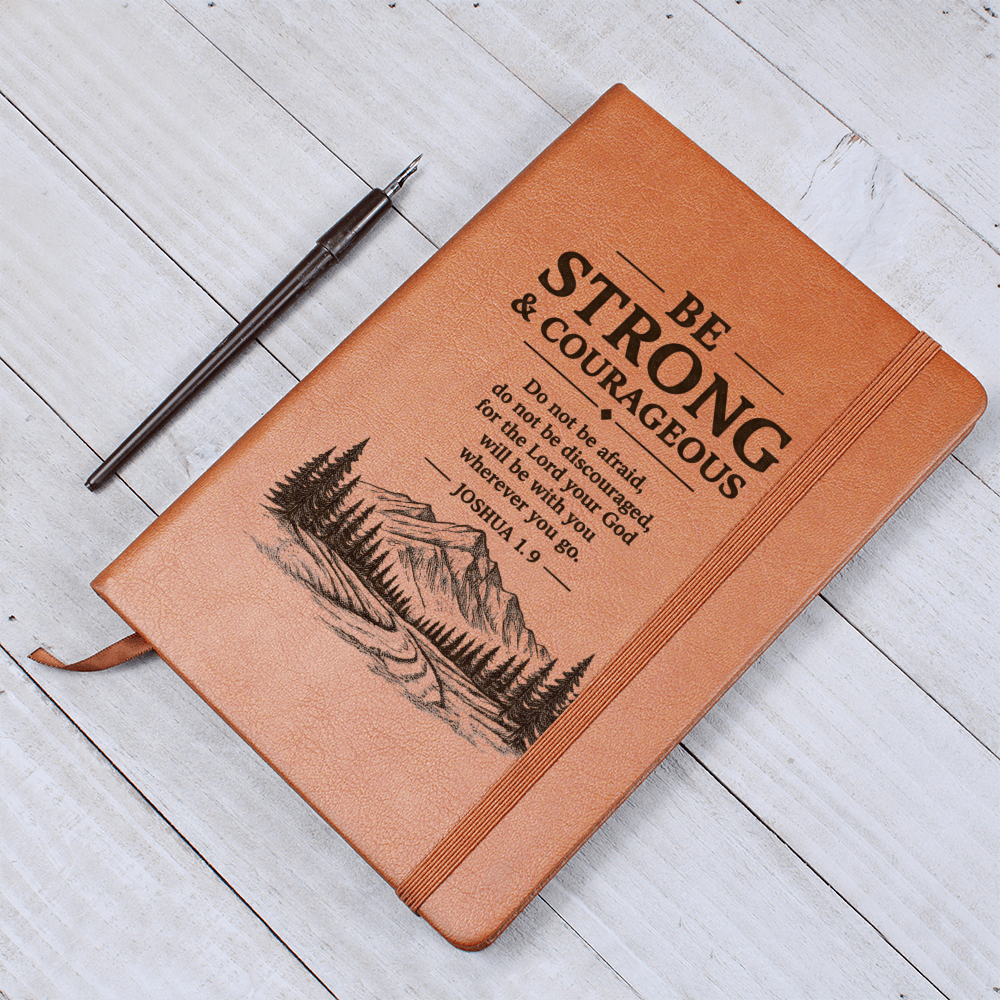 Be Strong & Courageous — Leather Journal | Joshua 1:9 - ES Christian Wear