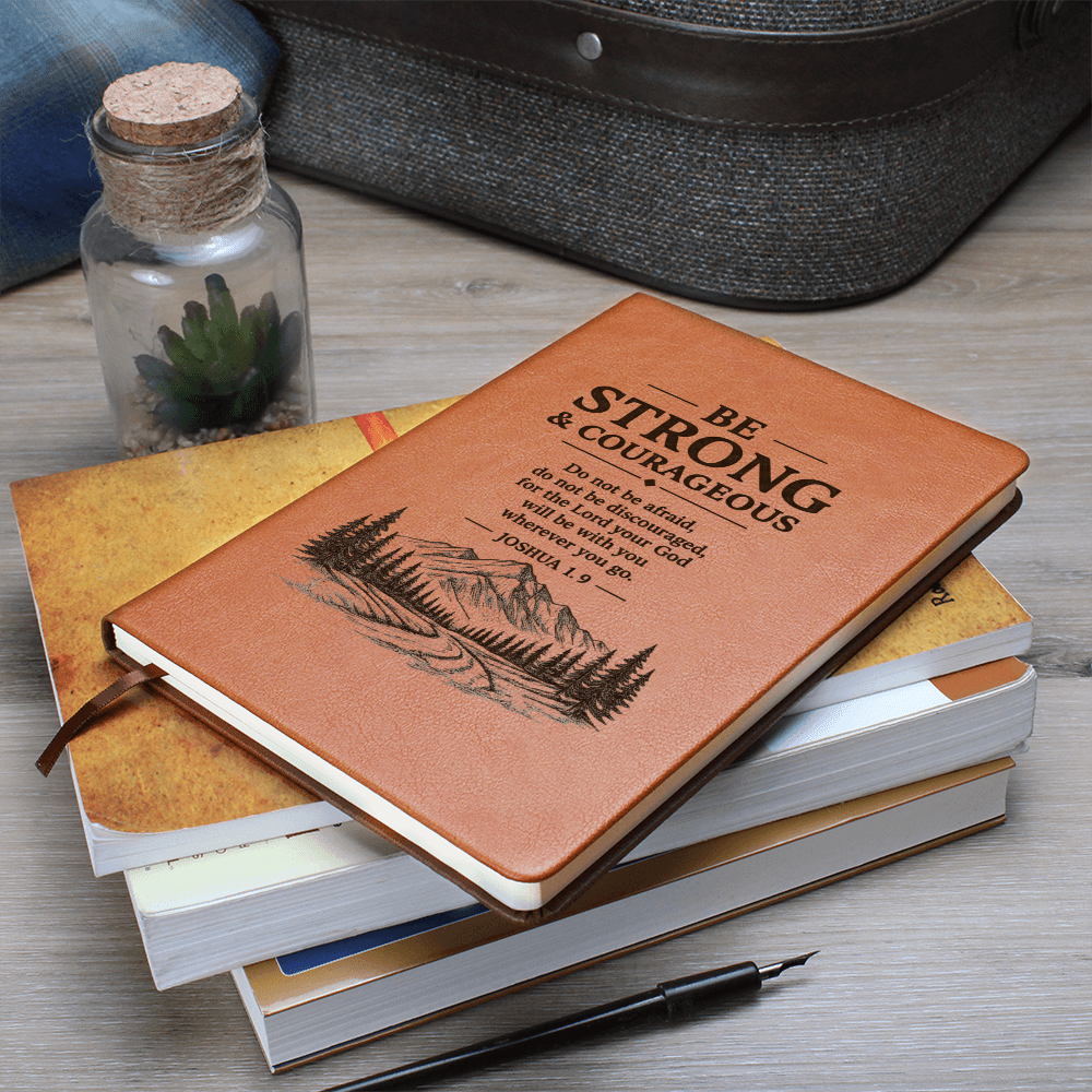 Be Strong & Courageous — Leather Journal | Joshua 1:9 - ES Christian Wear