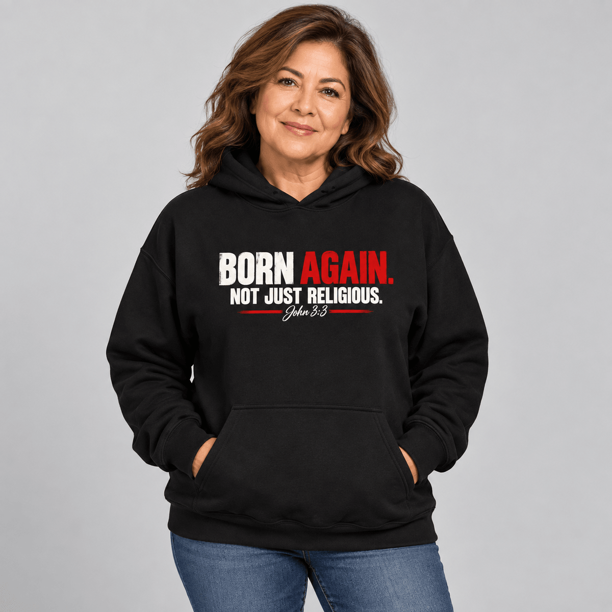 Born Again. Not Just Religious. John 3:3 Unisex Hoodie - ES Christian Wear