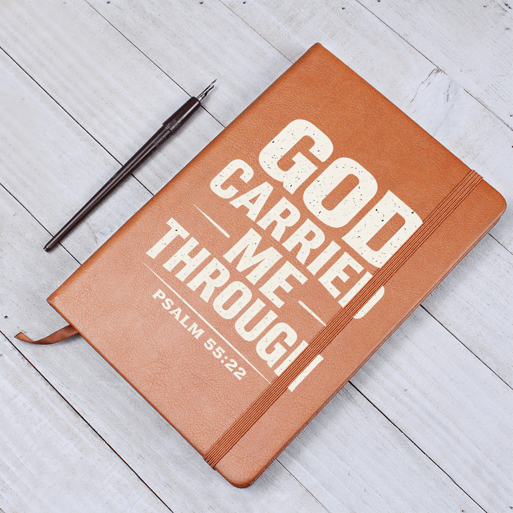 God Carried Me Through – Psalm 55:22 | Premium Vegan Leather Faith Journal - ES Christian Wear