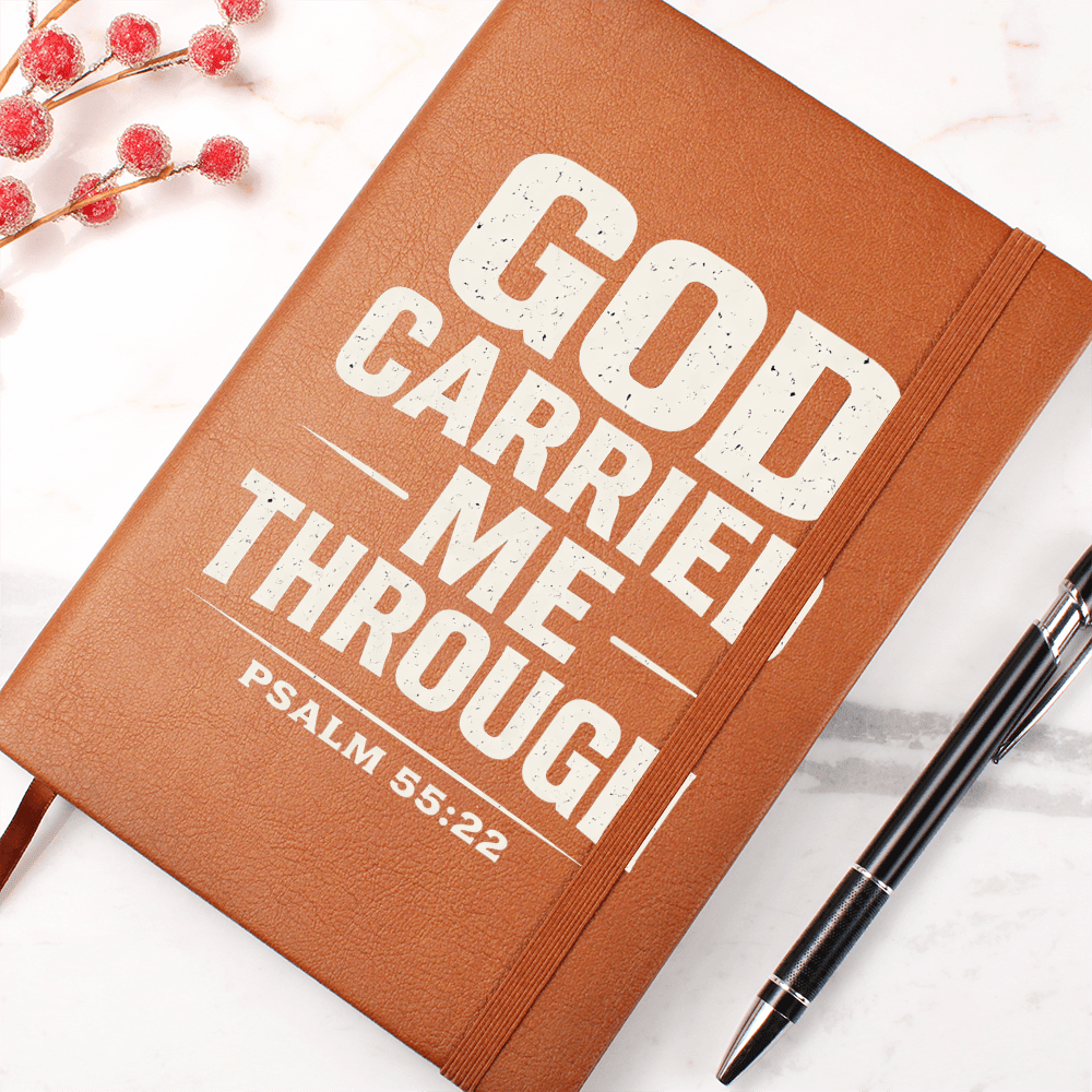 God Carried Me Through – Psalm 55:22 | Premium Vegan Leather Faith Journal - ES Christian Wear