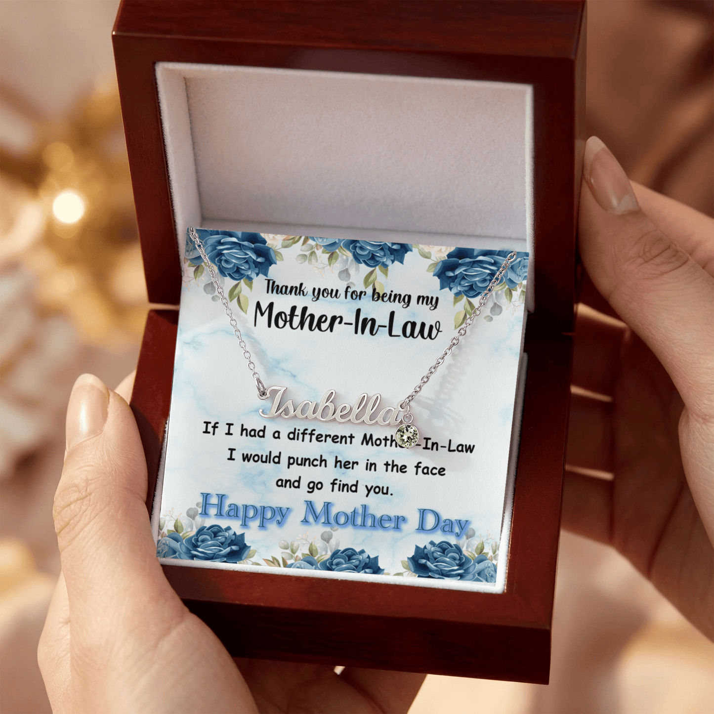 Mother - In - Law Custom Name Necklace with Birthstone - ES Christian Wear