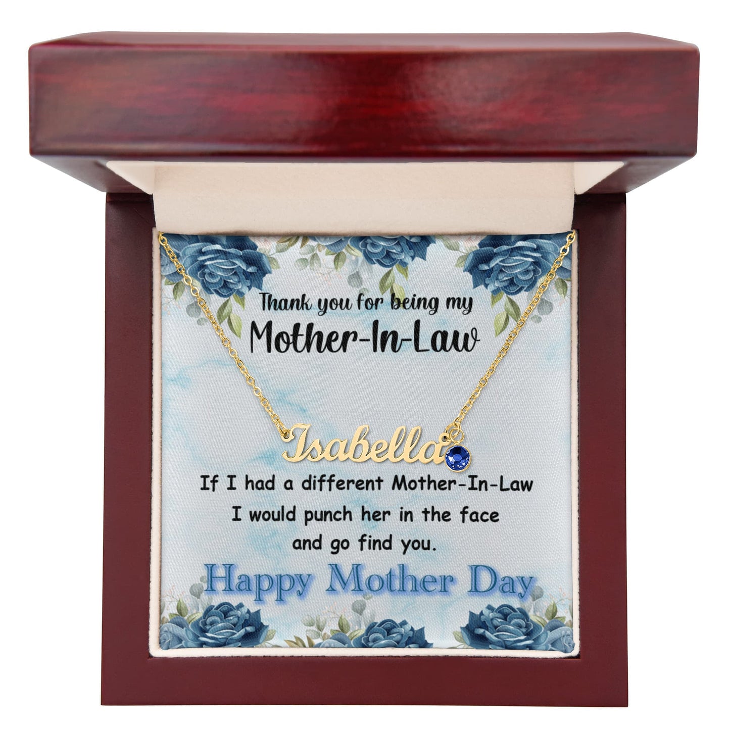 Mother - In - Law Custom Name Necklace with Birthstone - ES Christian Wear
