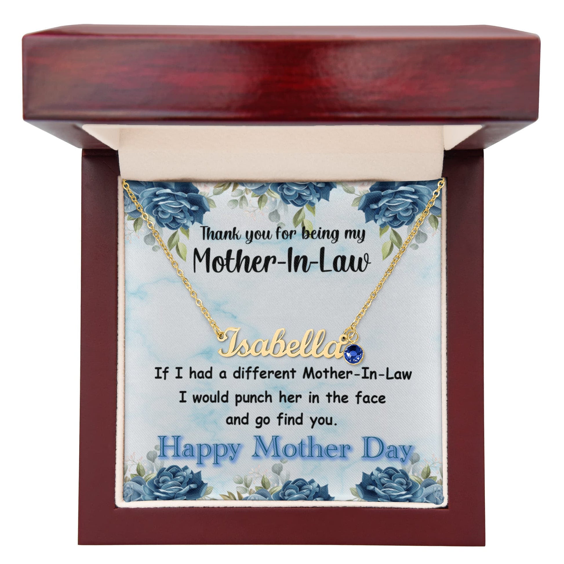 Mother - In - Law Custom Name Necklace with Birthstone - ES Christian Wear