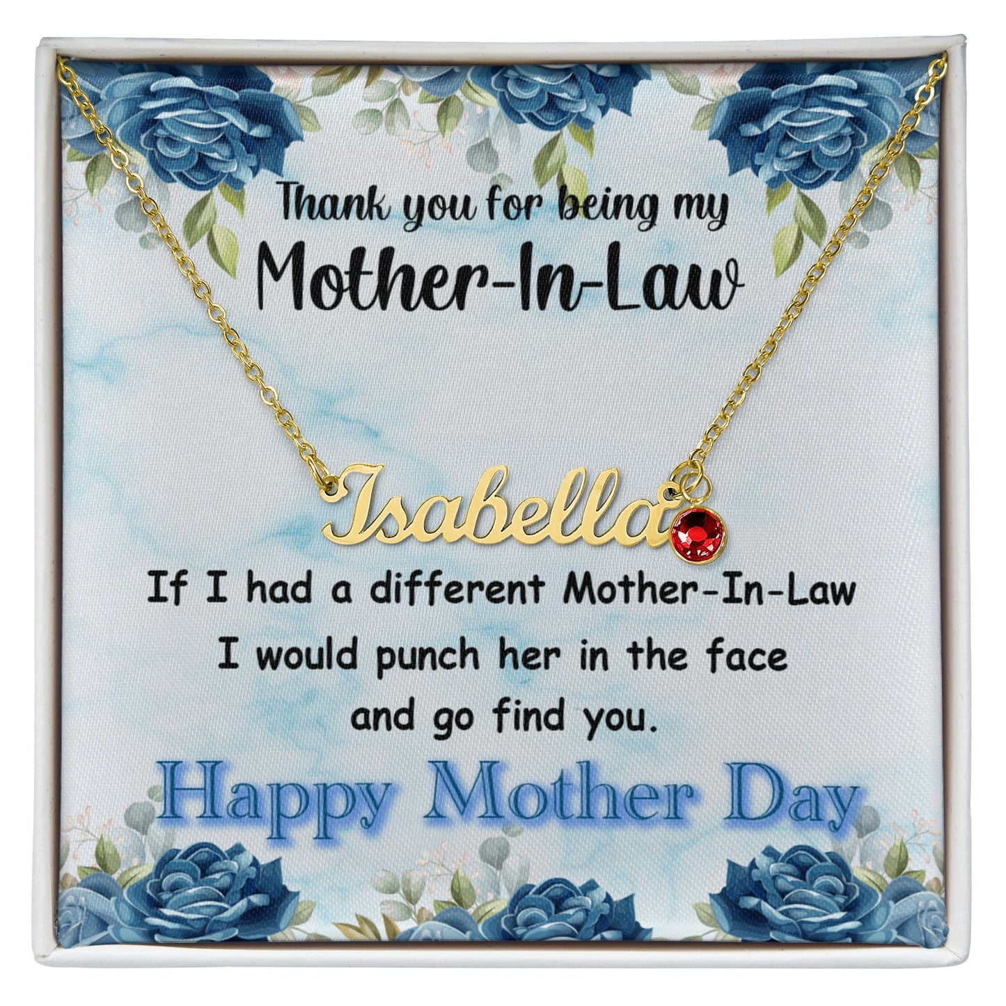 Mother - In - Law Custom Name Necklace with Birthstone - ES Christian Wear
