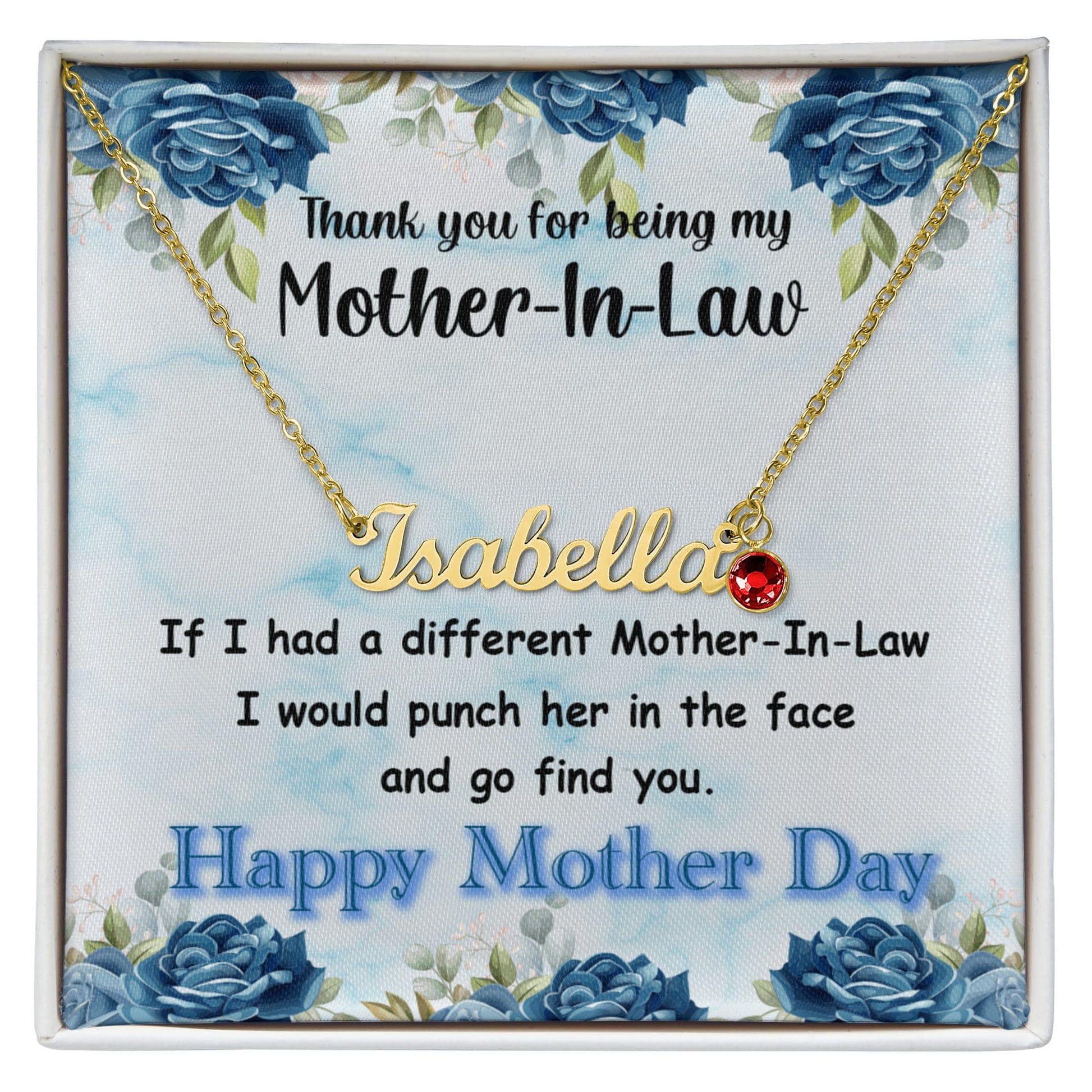 Mother - In - Law Custom Name Necklace with Birthstone - ES Christian Wear