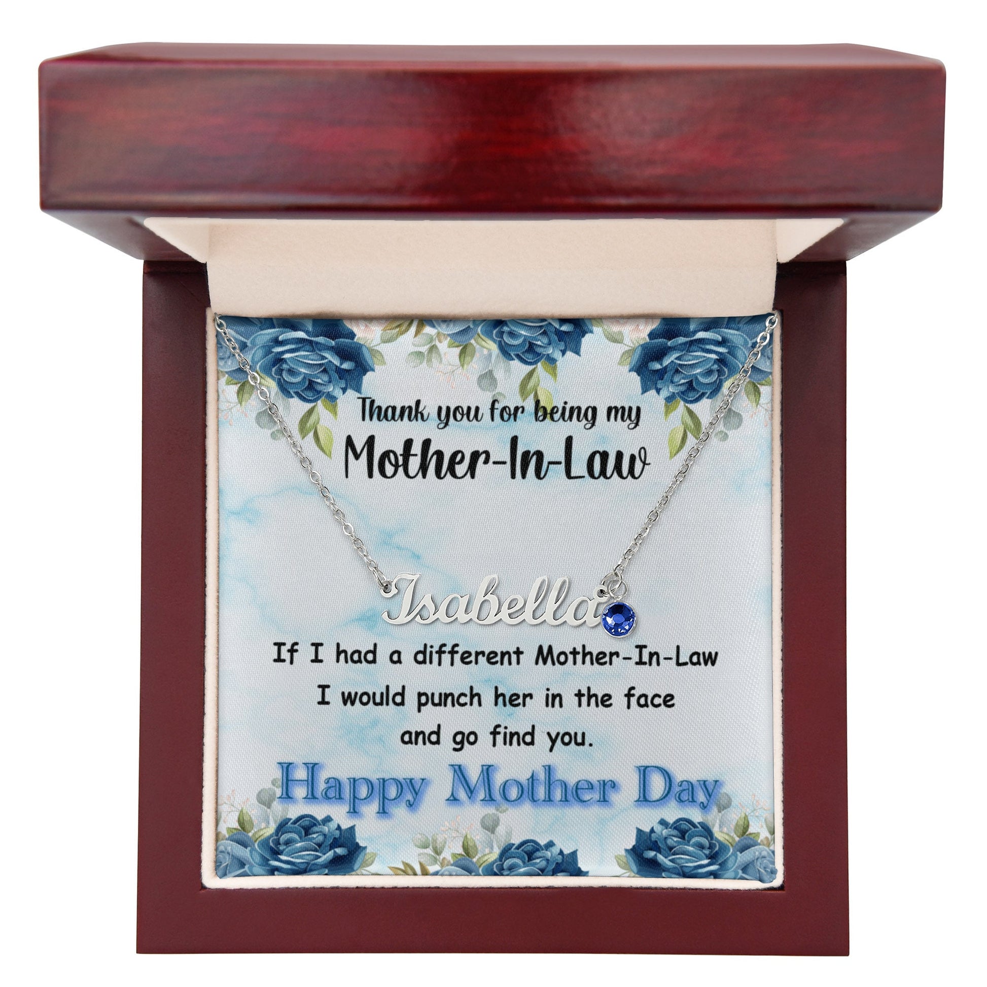 Mother - In - Law Custom Name Necklace with Birthstone - ES Christian Wear