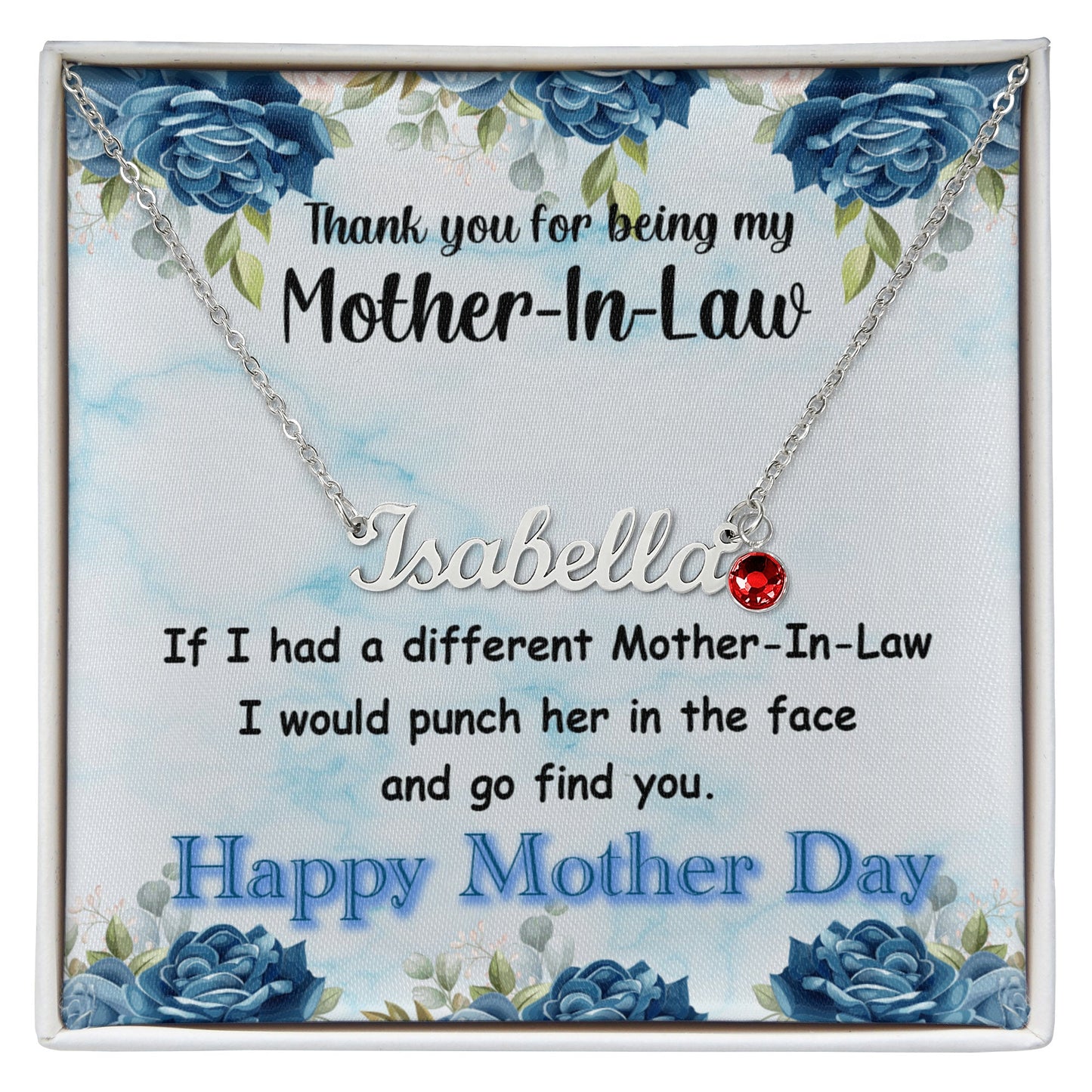 Mother - In - Law Custom Name Necklace with Birthstone - ES Christian Wear
