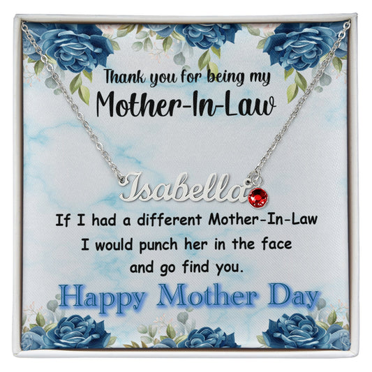 Mother - In - Law Custom Name Necklace with Birthstone - ES Christian Wear