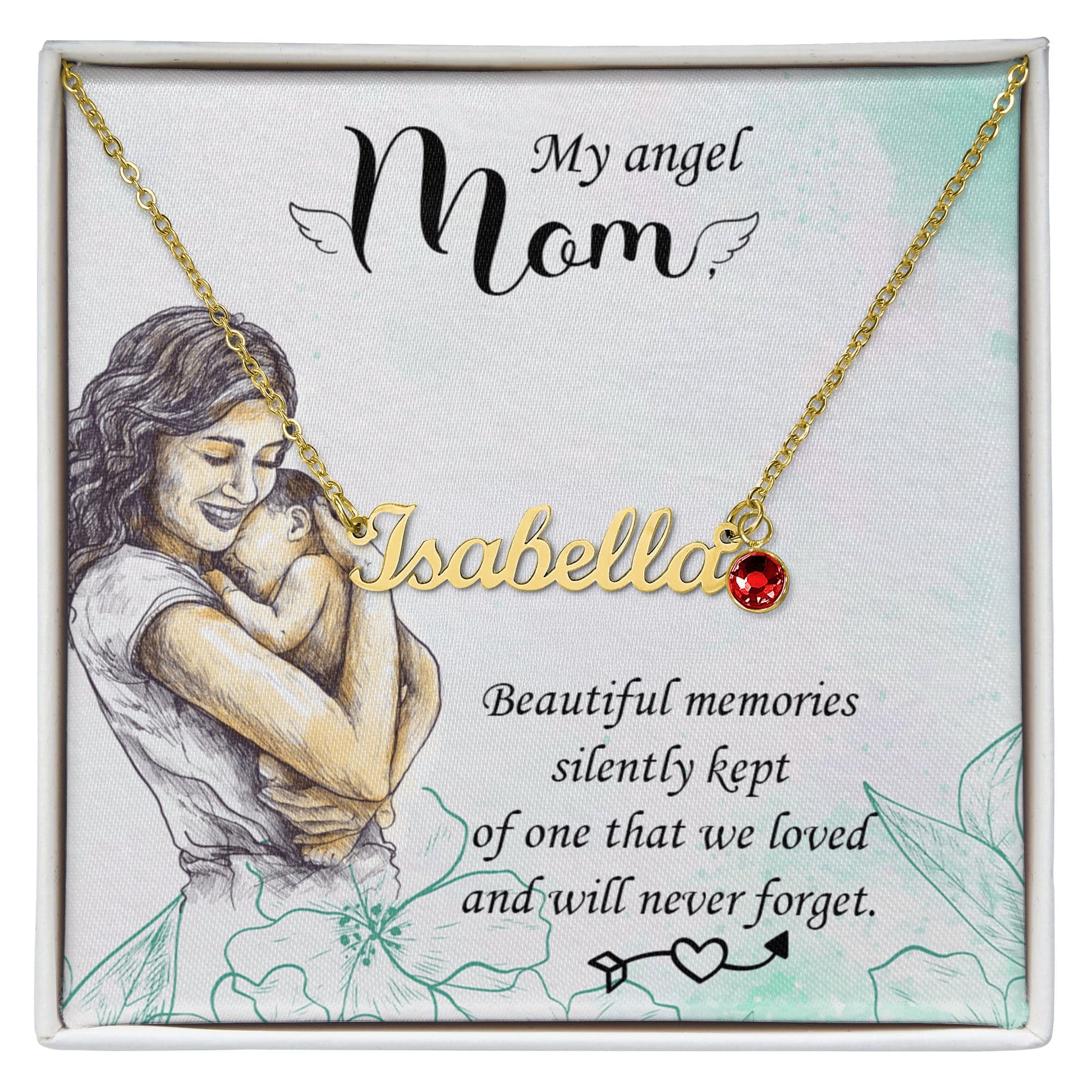 My Angel Mom Custom Name Necklace with Birthstone - ES Christian Wear