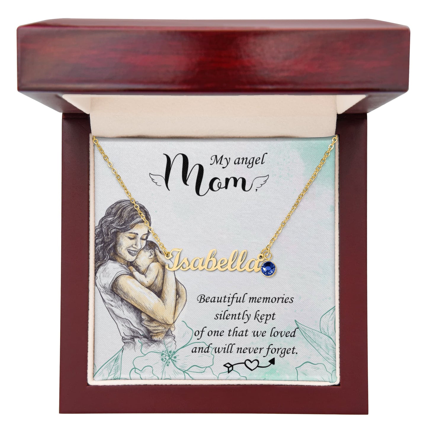 My Angel Mom Custom Name Necklace with Birthstone - ES Christian Wear