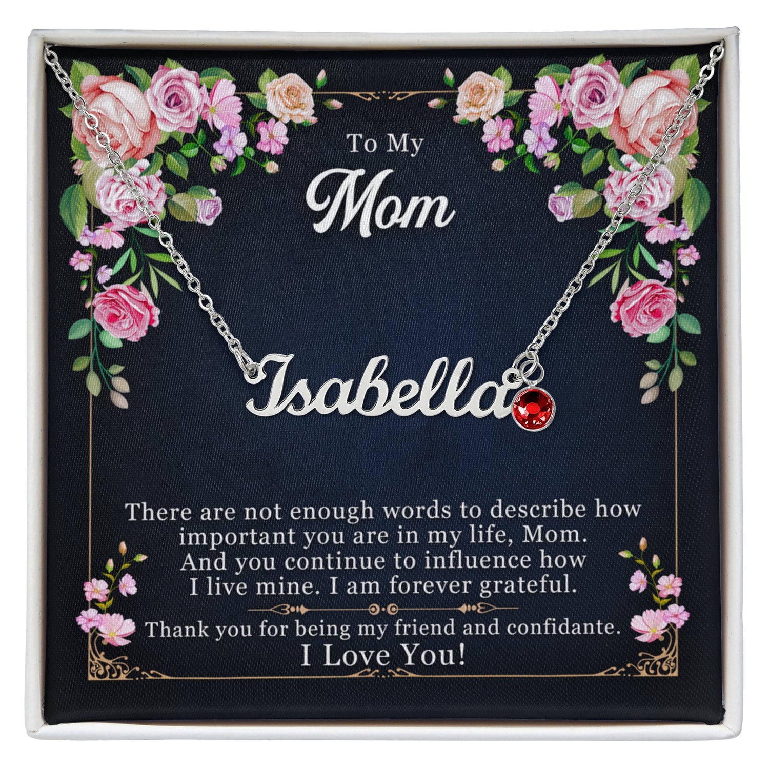 My Mom - Custom Name Necklace with Birthstone - ES Christian Wear