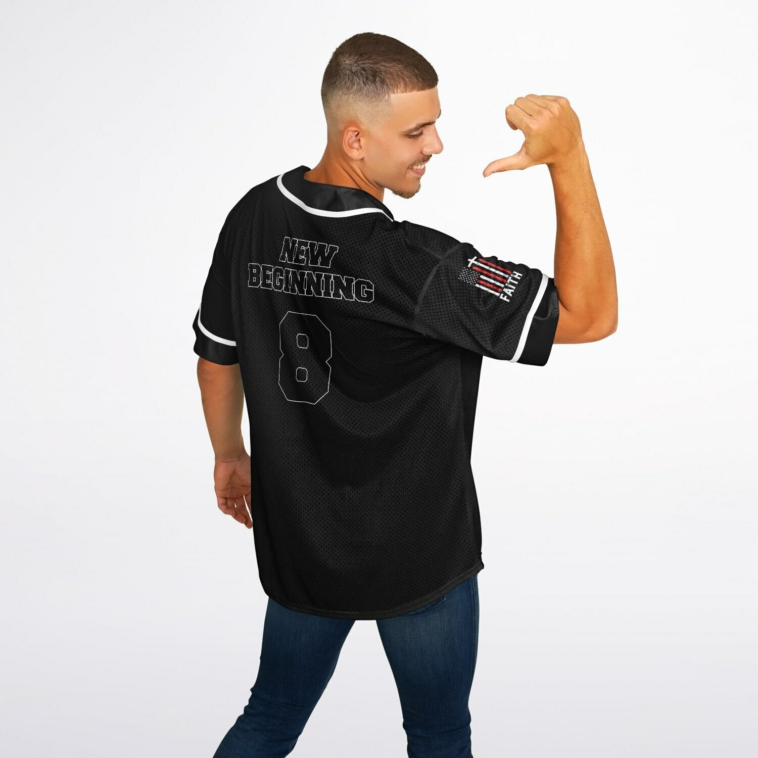 New Beginning 8 Christian Black Sports Jersey - ES Christian Wear