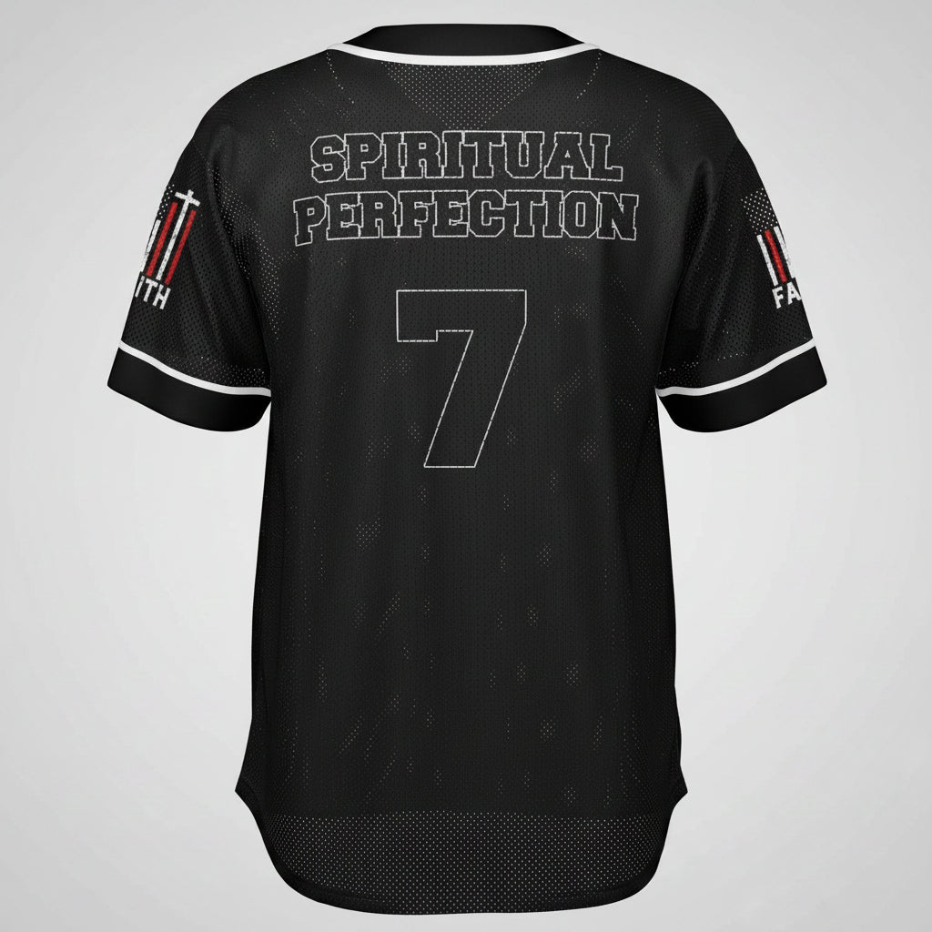 Spiritual Perfection 7 Black Sport Baseball Jersey - ES Christian Wear