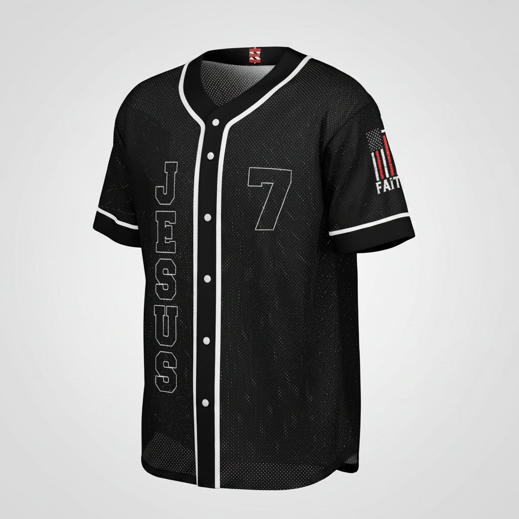 Spiritual Perfection 7 Black Sport Baseball Jersey - ES Christian Wear