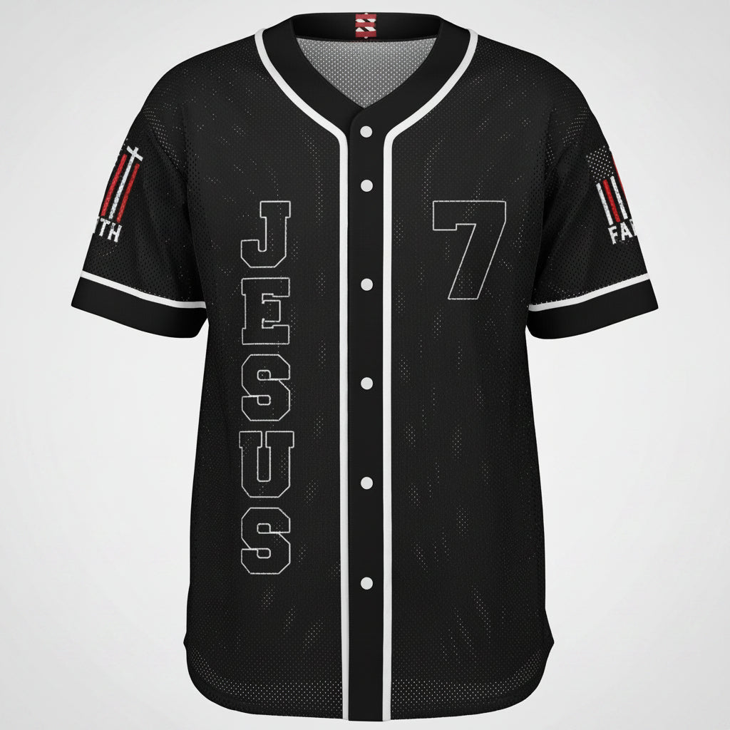 Spiritual Perfection 7 Black Sport Baseball Jersey - ES Christian Wear
