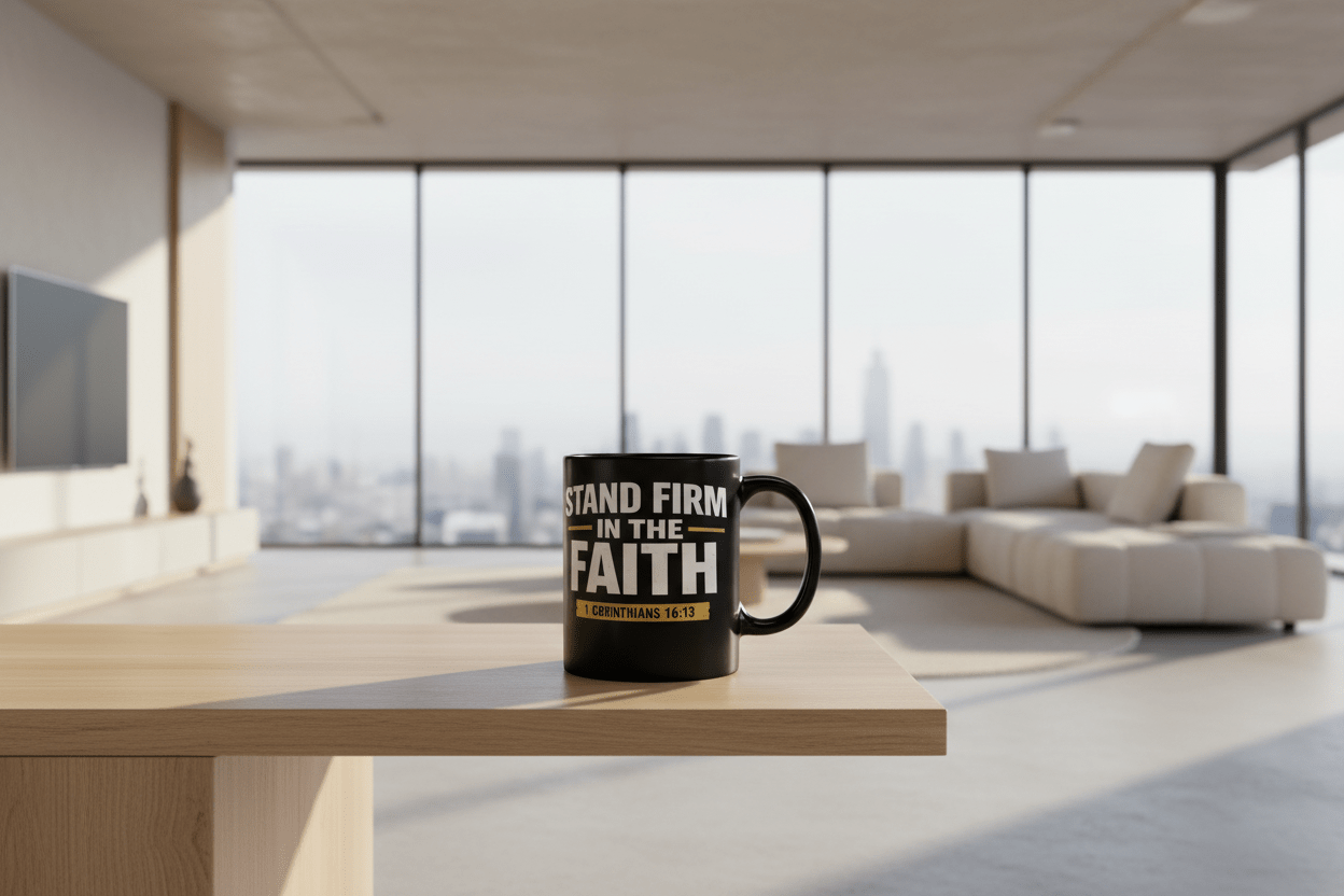 STAND FIRM IN THE FAITH COFFEE MUG – 1 Corinthians 16:13 - ES Christian Wear